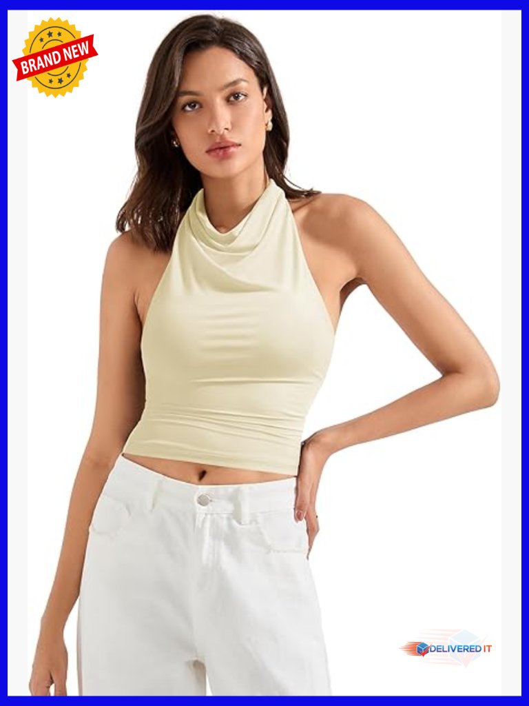 Sexy Halter Backless Tank Top Cowl Neck Cami Going Out Summer Top